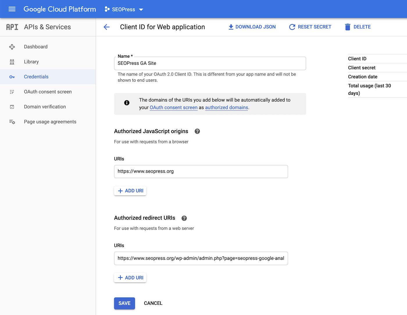 Google Console Analytics API