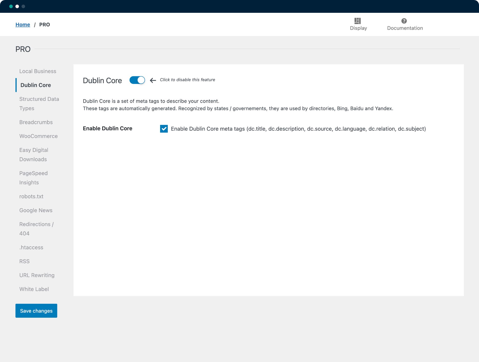 Configuración de Dublin Core - SEOPress