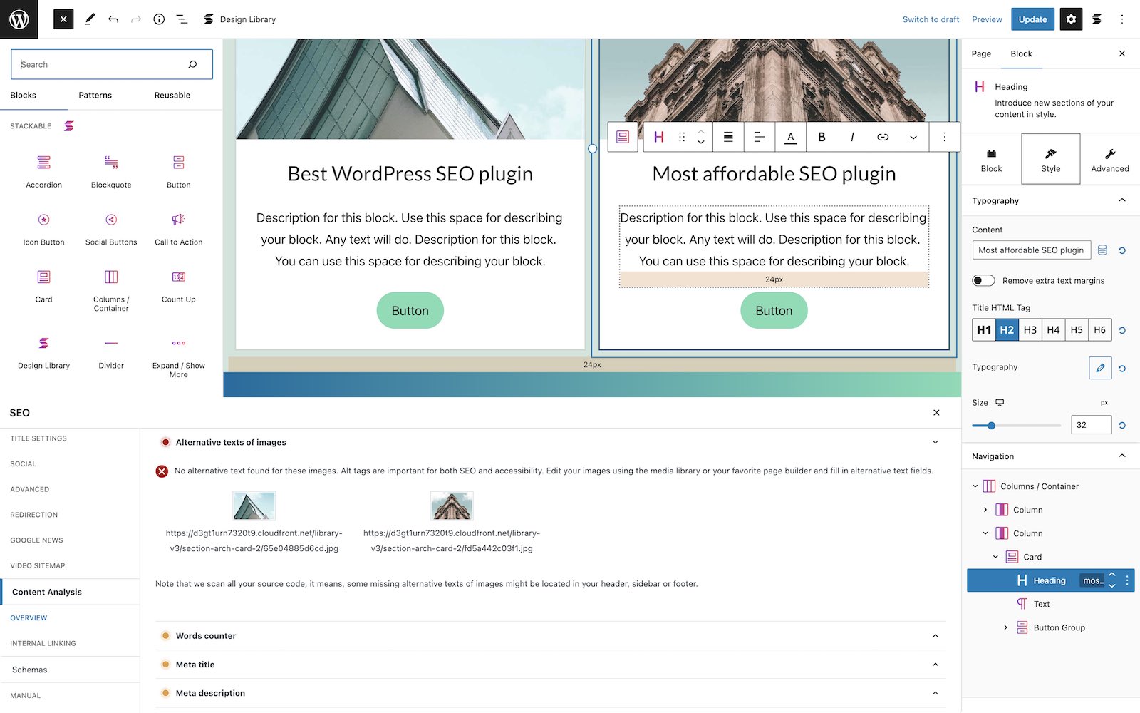 Integración de SEOPress y Stackable