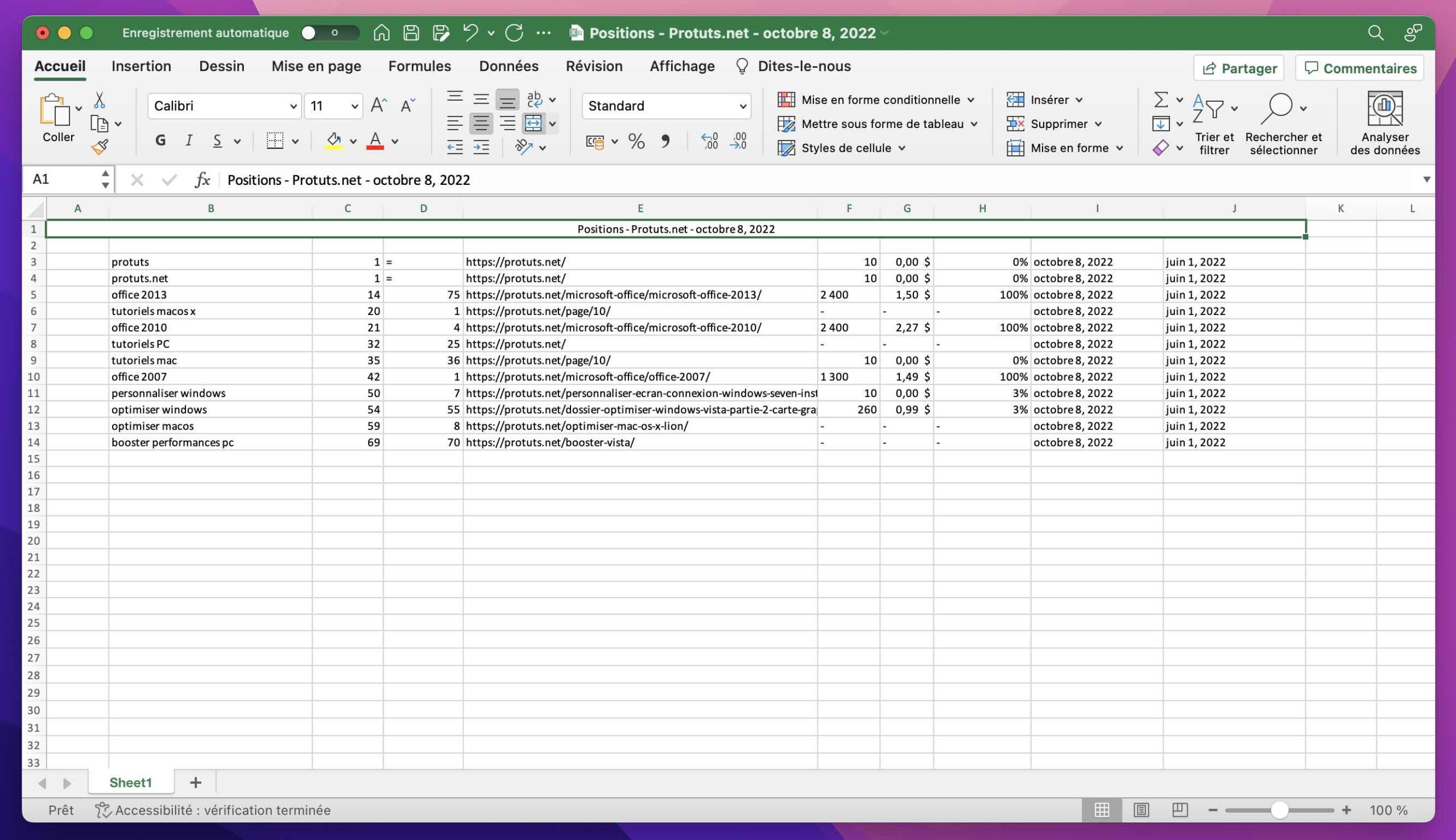 Export des données de SEOPress Insights vers Excel