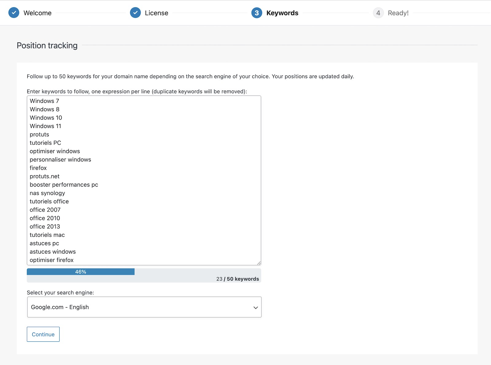 Assistant d'installation SEOPress Insights