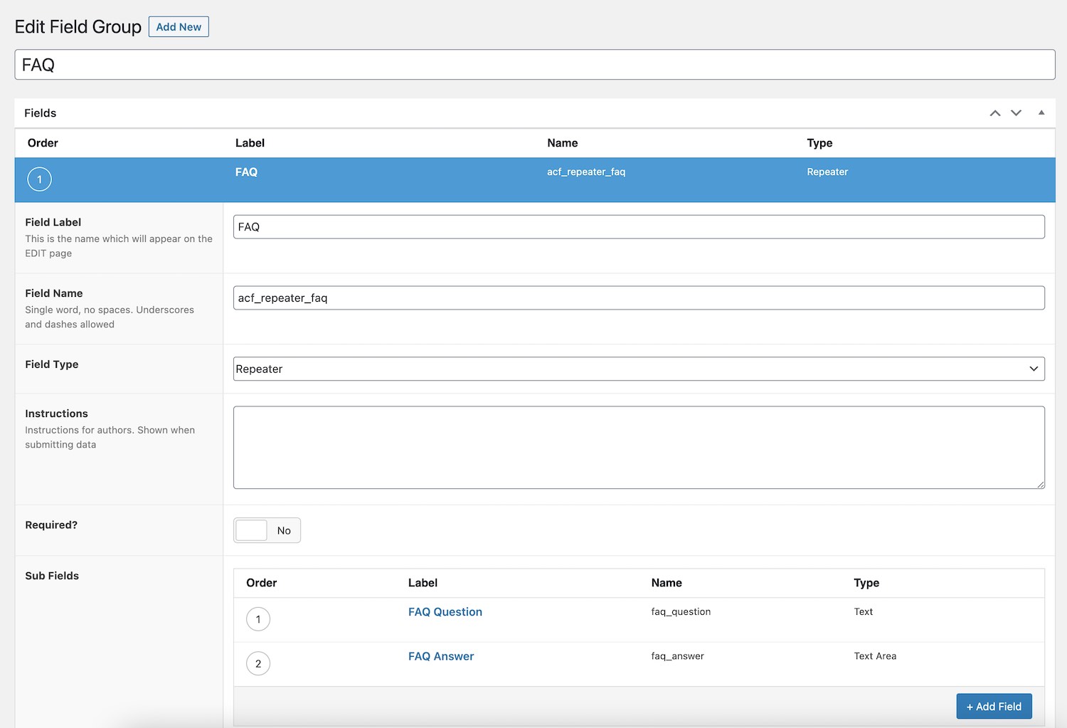 Create an automatic FAQ schema with ACF repeater fields - SEOPress