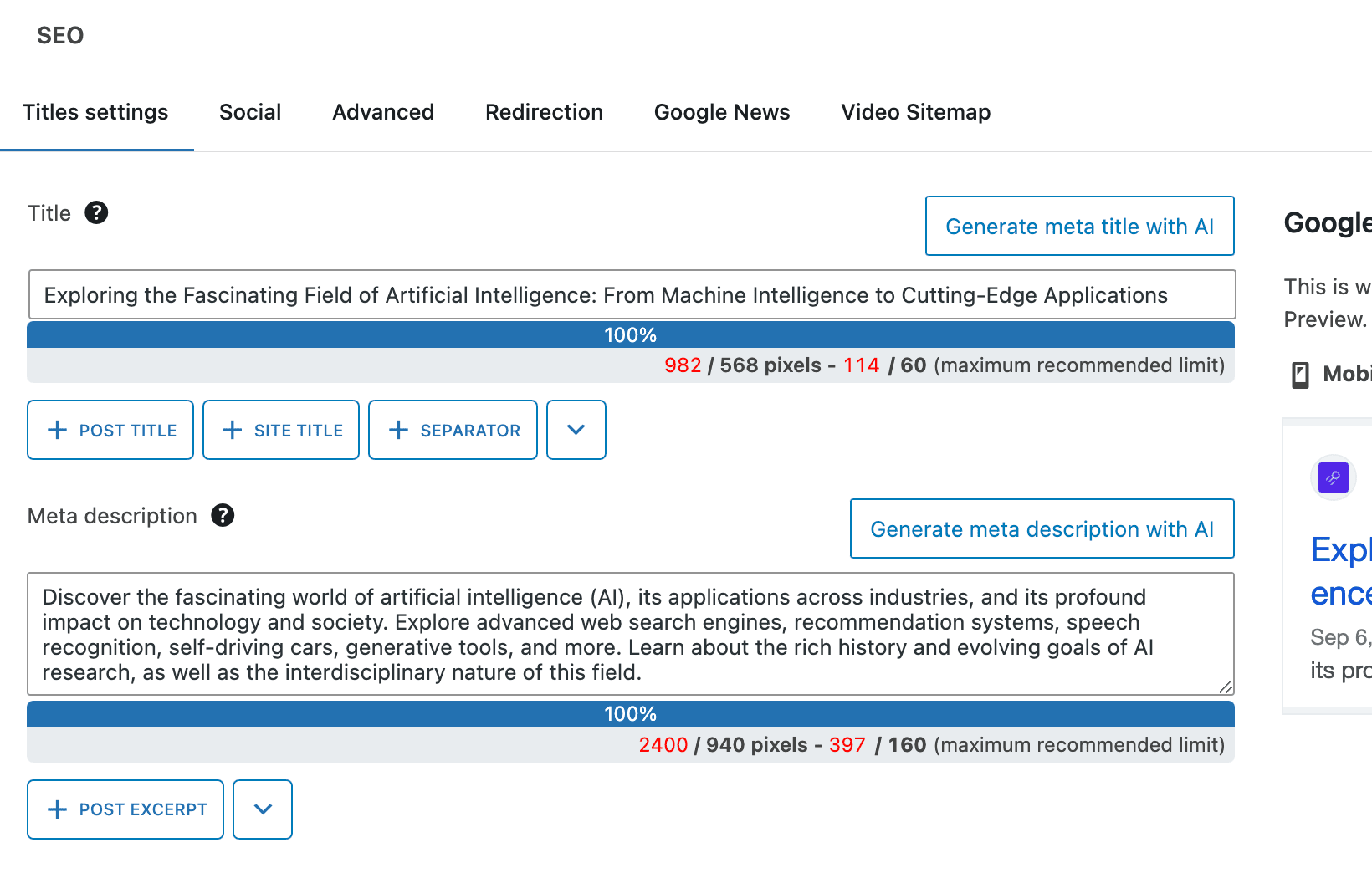 Generate SEO metadata with AI and SEOPress