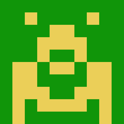 Pixel art of a smiling face on green background.