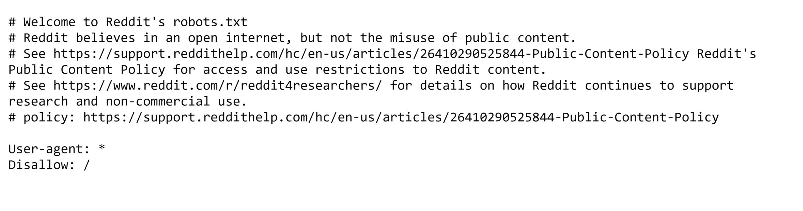 Reddit robots.txt